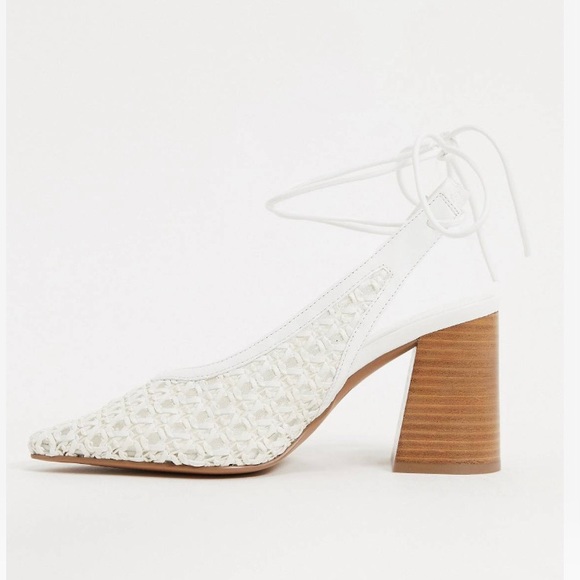 ASOS Design Closed Toed Pointed White Heels - Picture 2 of 4